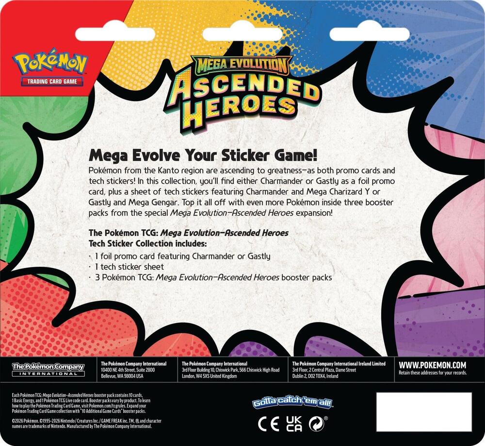 Pokémon Ascended Heroes Tech Sticker Collection - Gastly back