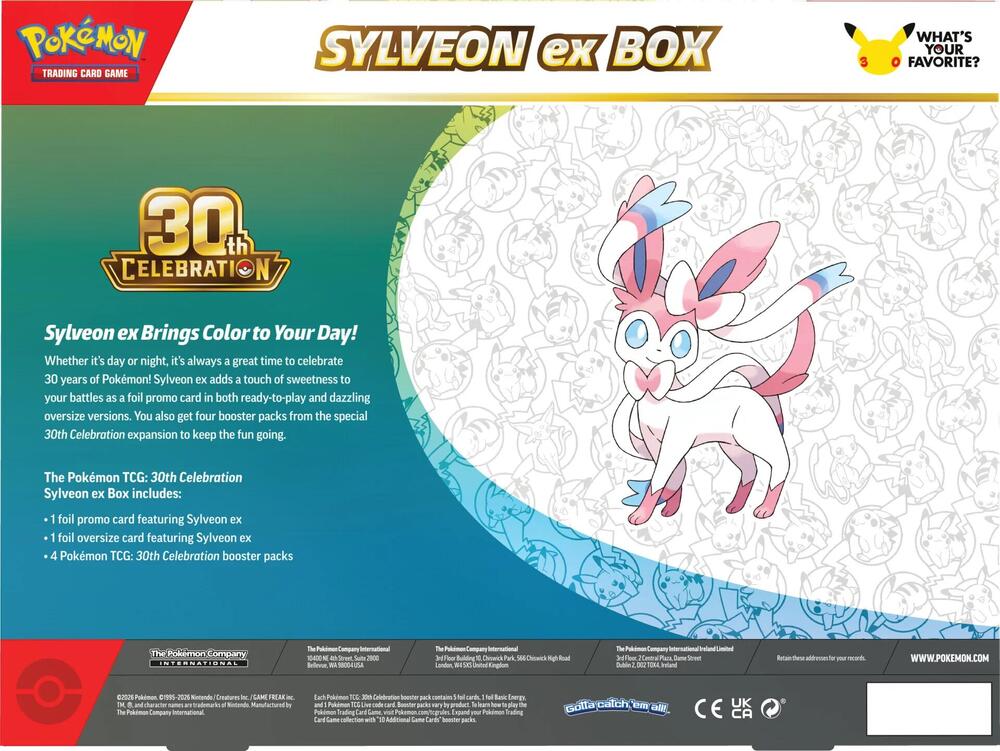 Pokémon 30th Celebration Sylveon ex Box back
