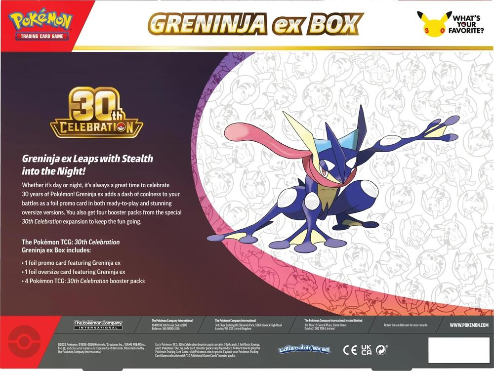 Pokémon 30th Celebration Greninja ex Box back